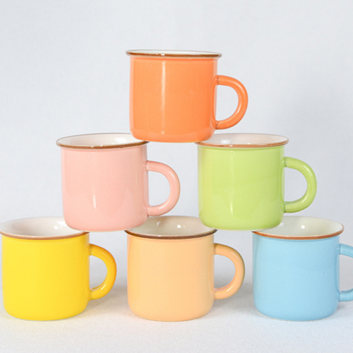 Simple Style Colored Glazed Ceramic Mug