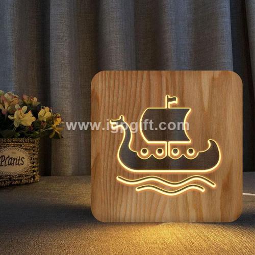 Dragon Boat Wooden Night Light