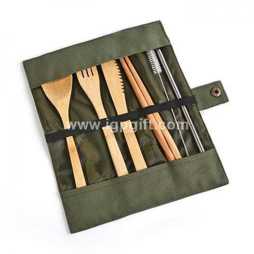 Eco bamboo portable tableware set