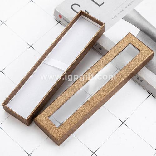 Paper pen box with transparent cover