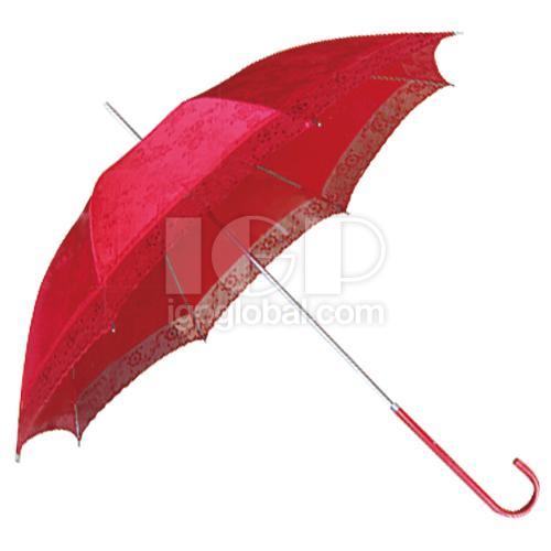 Red Dark Lines Printing Straight Rod Umbrella