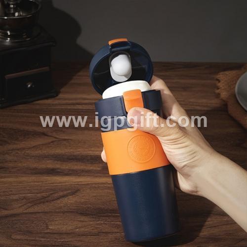 Creative flip lid insulated water bottle