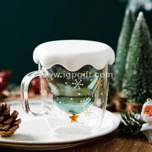 Christmas tress double layer glass