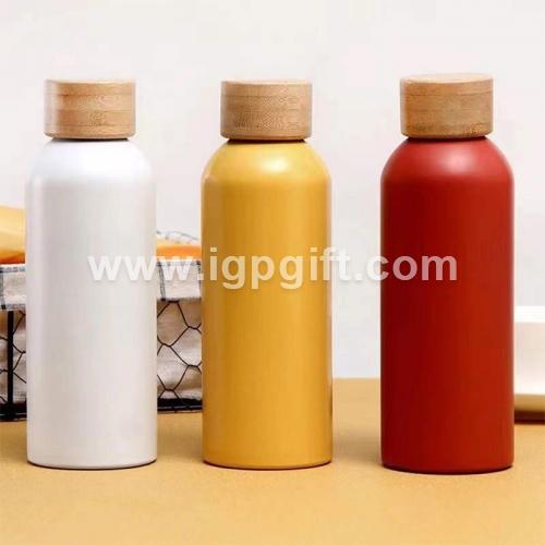 Stainless Steel Vacuum Water Bottle with Bamboo Lid