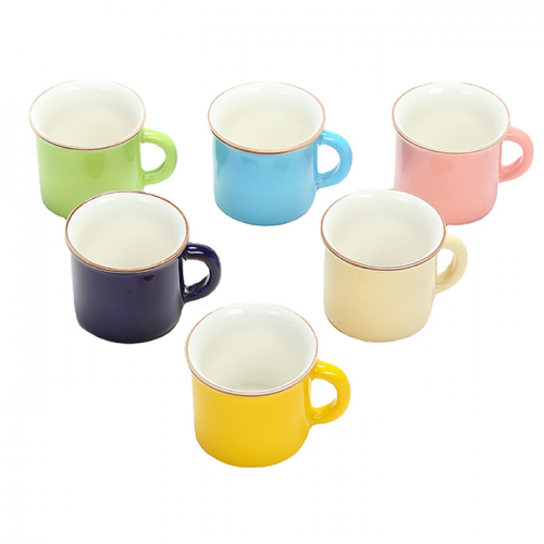 Simple Style Colored Glazed Ceramic Mug