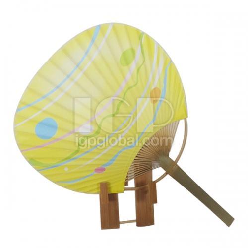 Japanese Style Flat Handle Bamboo Fan